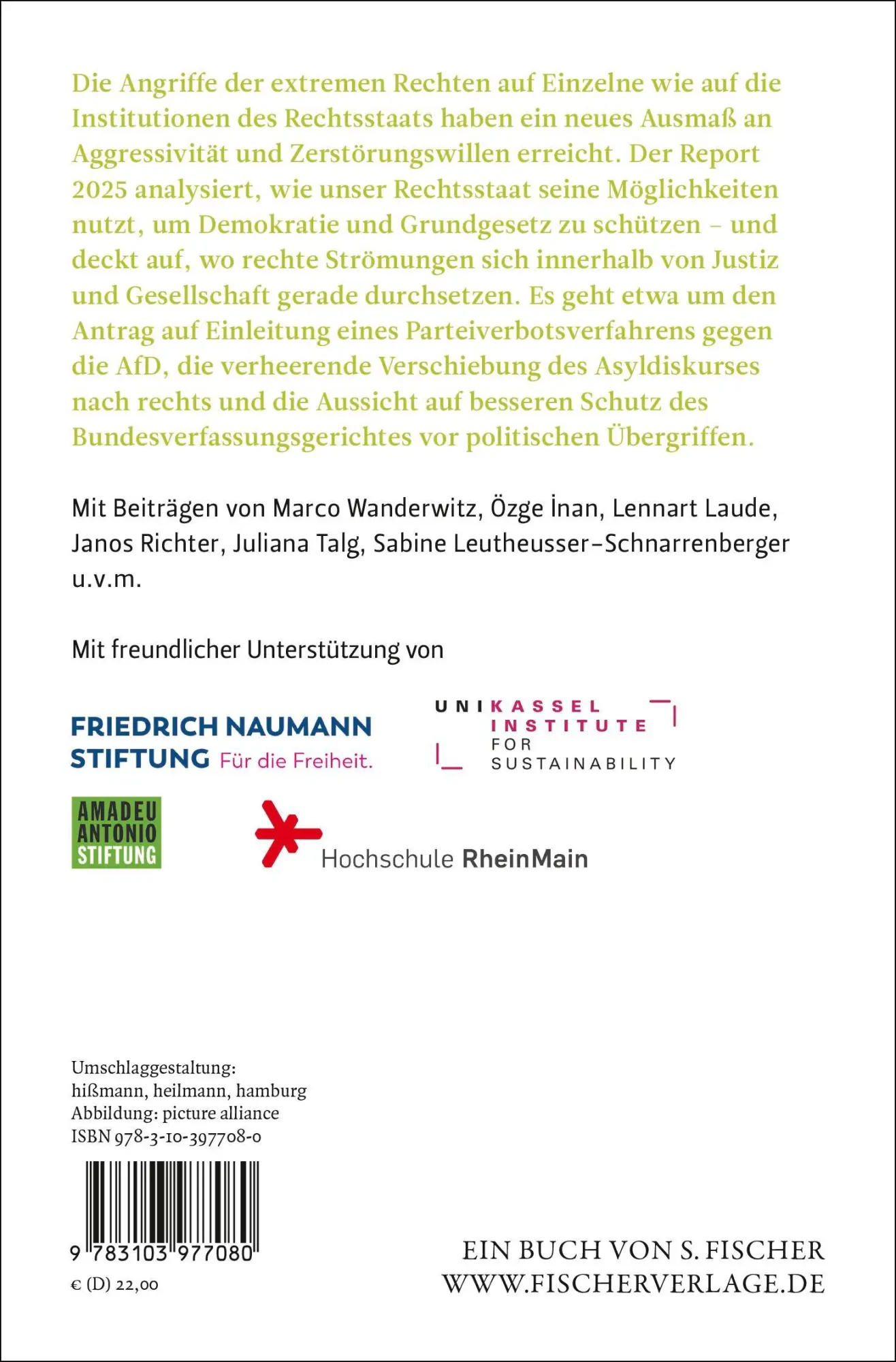 Rückseite: 9783103977080 | Recht gegen rechts | Report 2025 | Nele Austermann (u. a.) | Buch