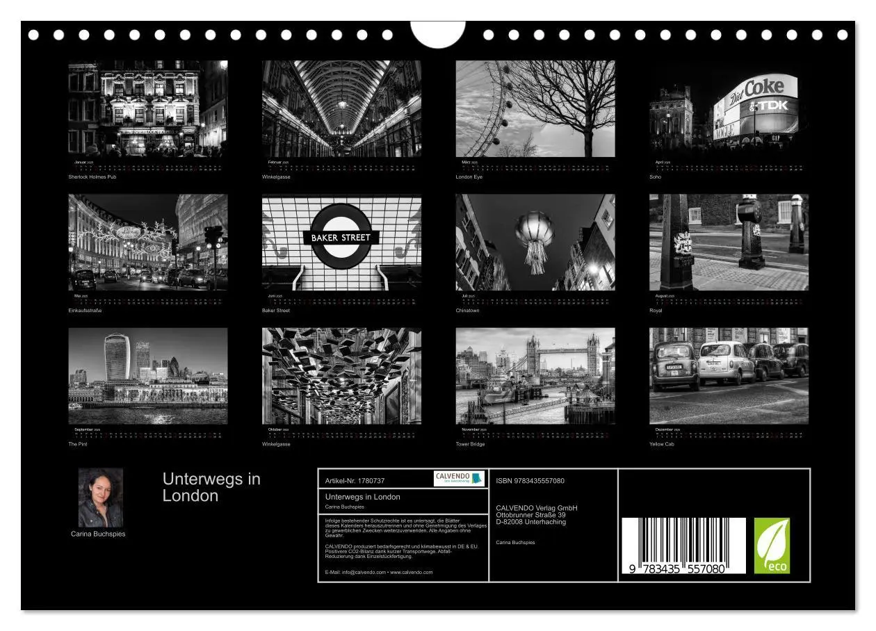 Bild: 9783435557080 | Unterwegs in London (Wandkalender 2025 DIN A4 quer), CALVENDO...