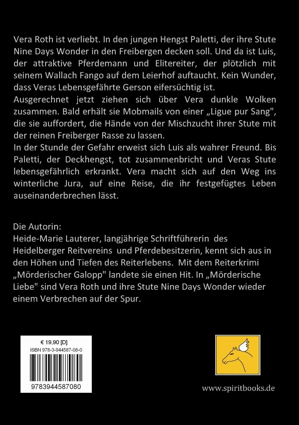 Rückseite: 9783944587080 | Mörderische Liebe | Reiterkrimi | Heide-Marie Lauterer | Taschenbuch