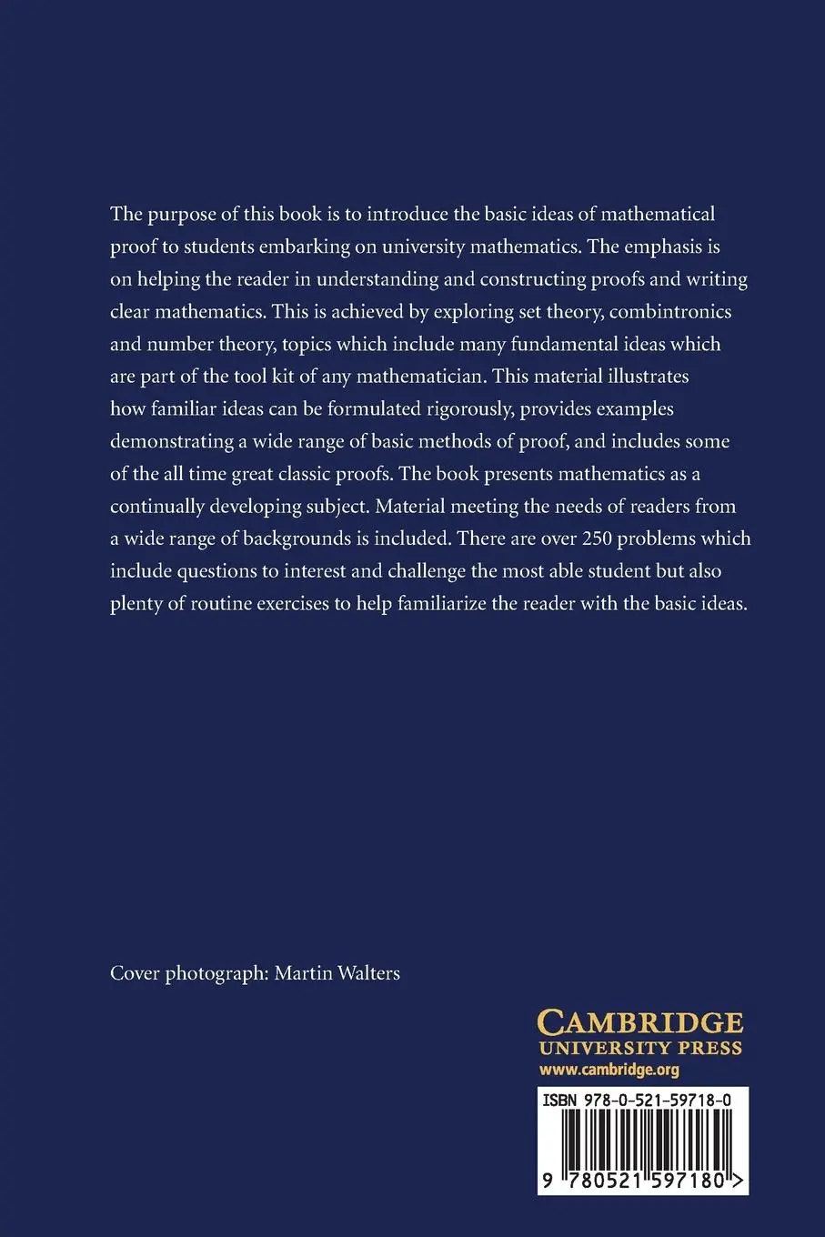 Rückseite: 9780521597180 | An Introduction to Mathematical Reasoning | Peter J. Eccles | Buch