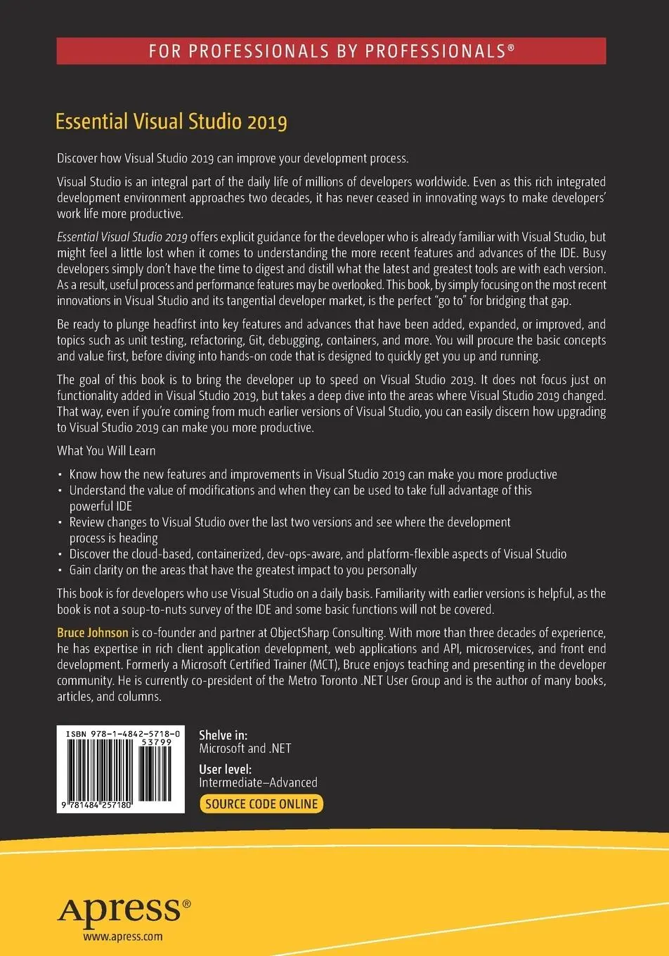 Rückseite: 9781484257180 | Essential Visual Studio 2019 | Bruce Johnson | Taschenbuch | xix