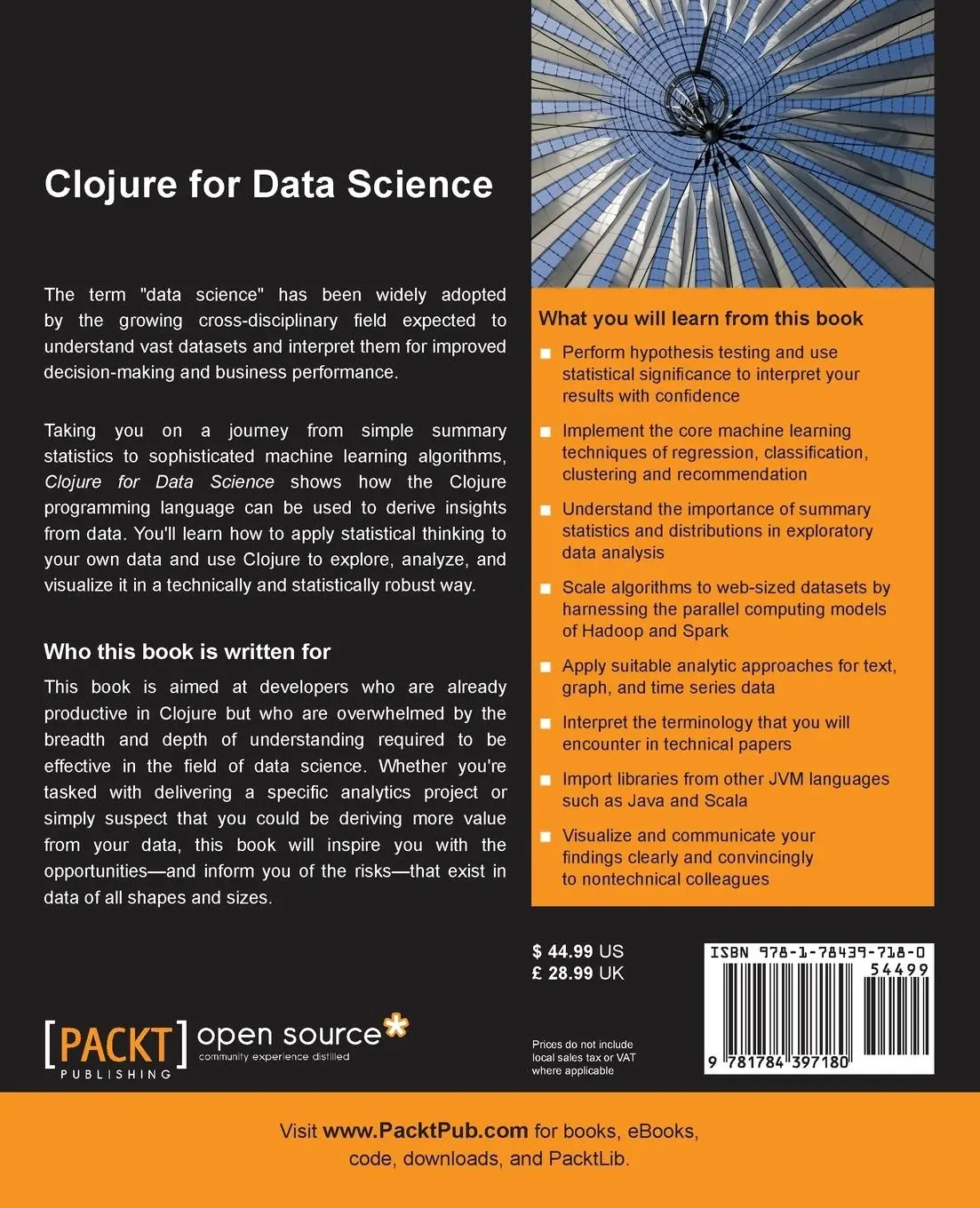 Rückseite: 9781784397180 | Clojure for Data Science | Henry Garner | Taschenbuch | Englisch