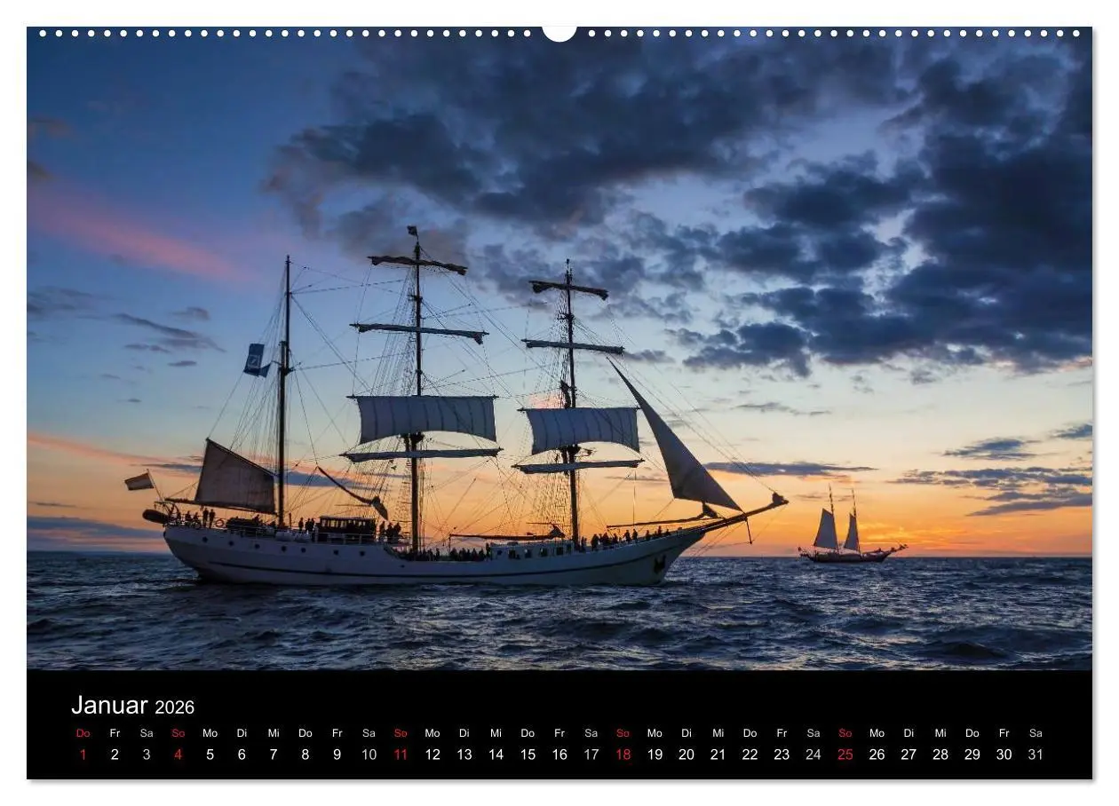 Bild: 9783516037180 | Windjammer auf der Ostsee im Abendlicht (Wandkalender 2026 DIN A2...
