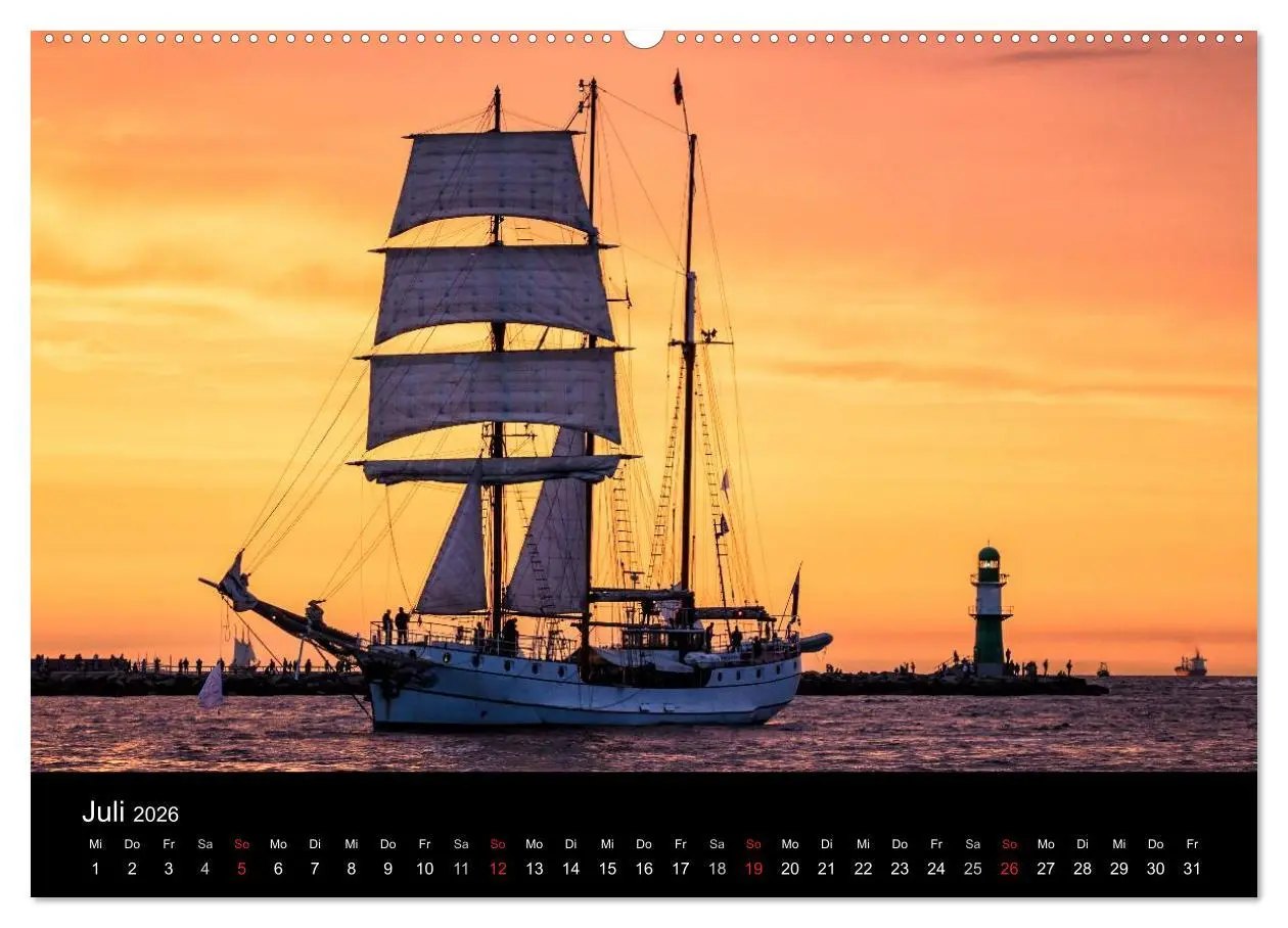Bild: 9783516037180 | Windjammer auf der Ostsee im Abendlicht (Wandkalender 2026 DIN A2...