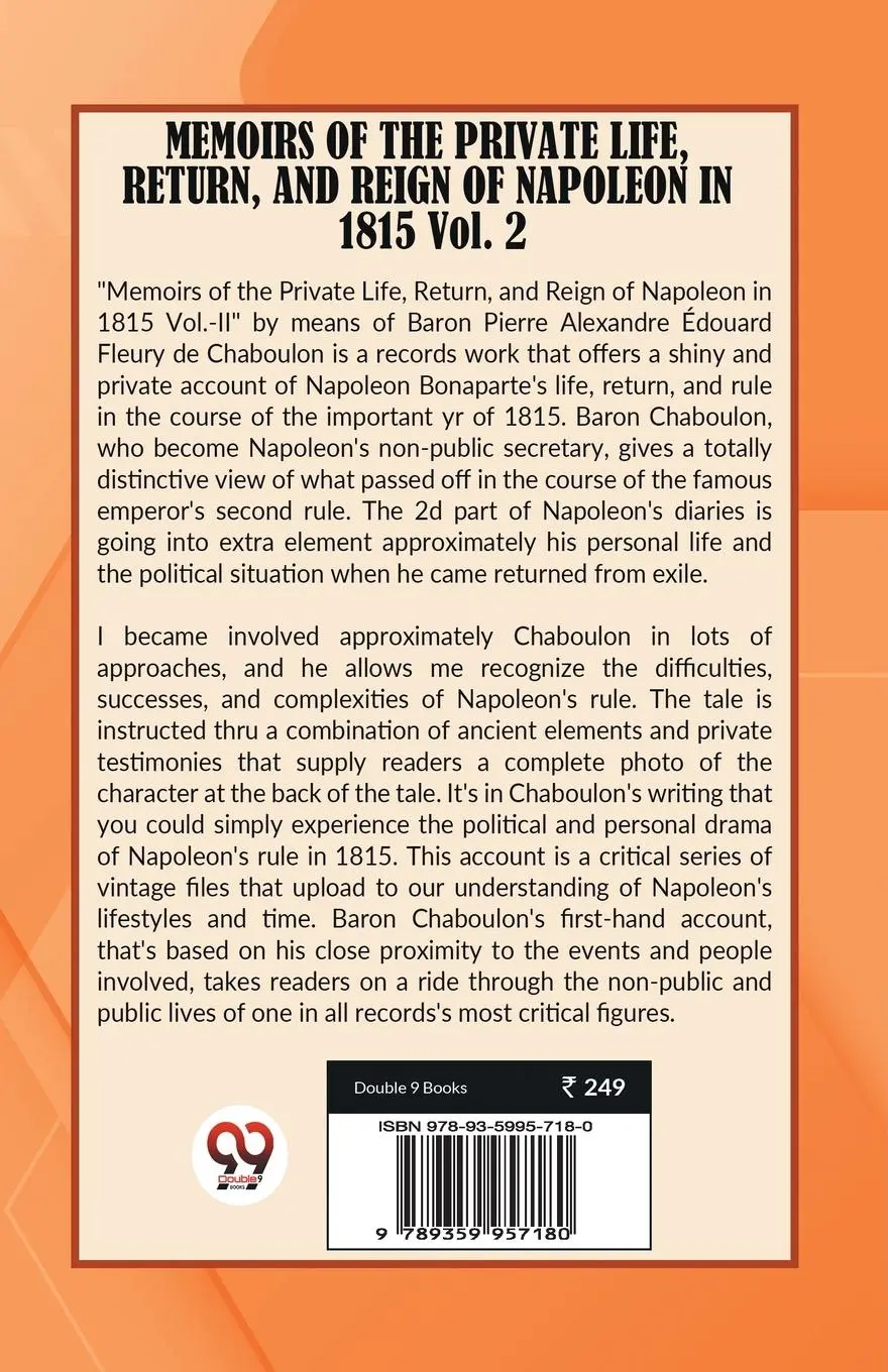 Rückseite: 9789359957180 | MEMOIRS OF THE PRIVATE LIFE, RETURN, AND REIGN OF NAPOLEON IN 1815...