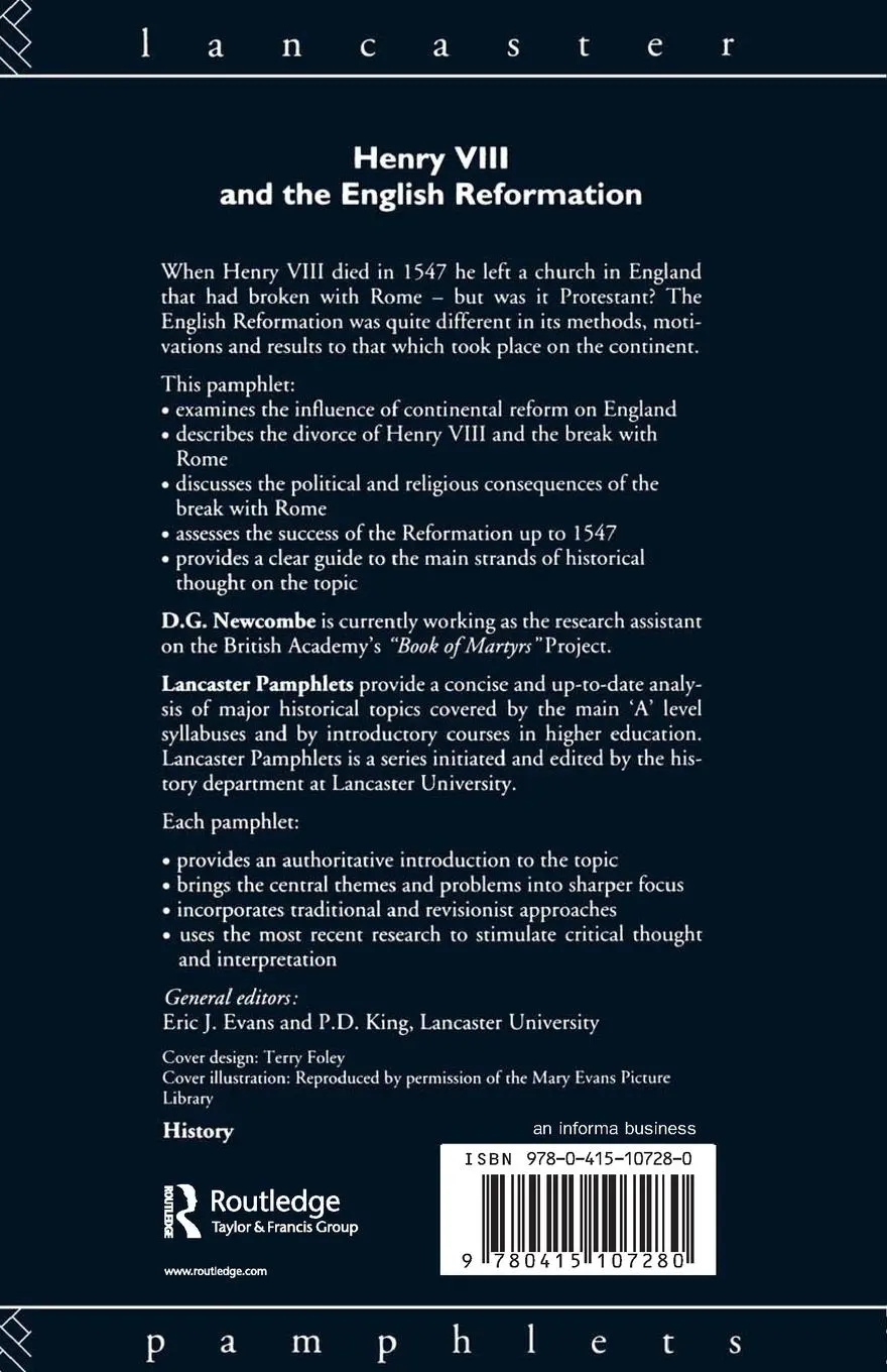 Rückseite: 9780415107280 | Henry VIII and the English Reformation | David G Newcombe | Buch