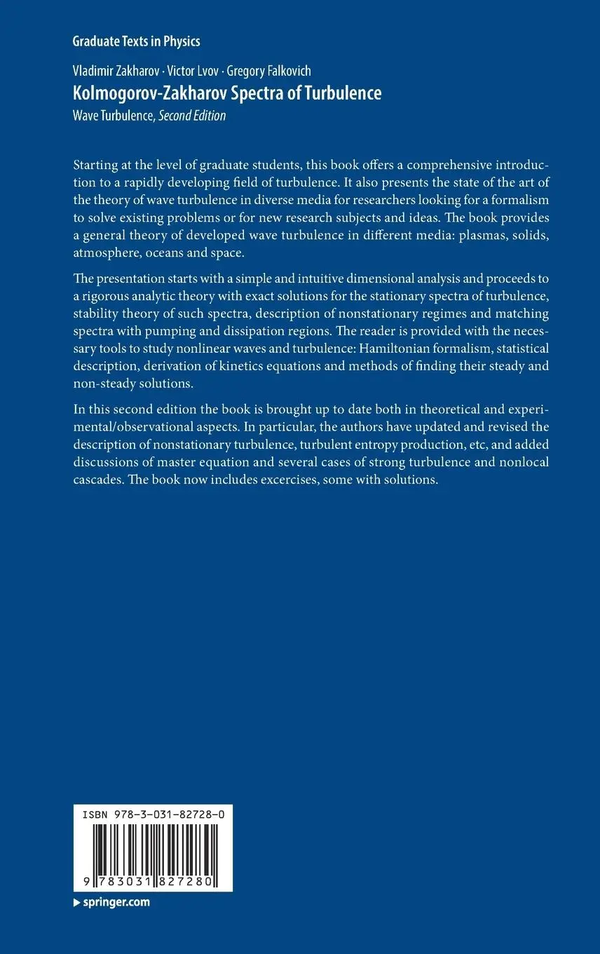 Rückseite: 9783031827280 | Kolmogorov-Zakharov Spectra of Turbulence | Wave Turbulence | Buch