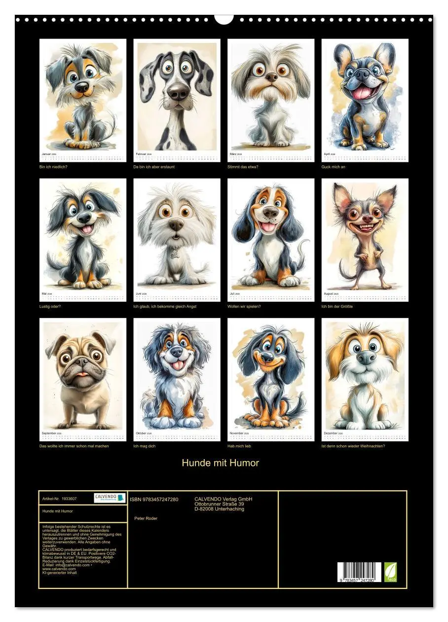 Bild: 9783457247280 | Hunde mit Humor (Wandkalender 2026 DIN A2 hoch), CALVENDO...