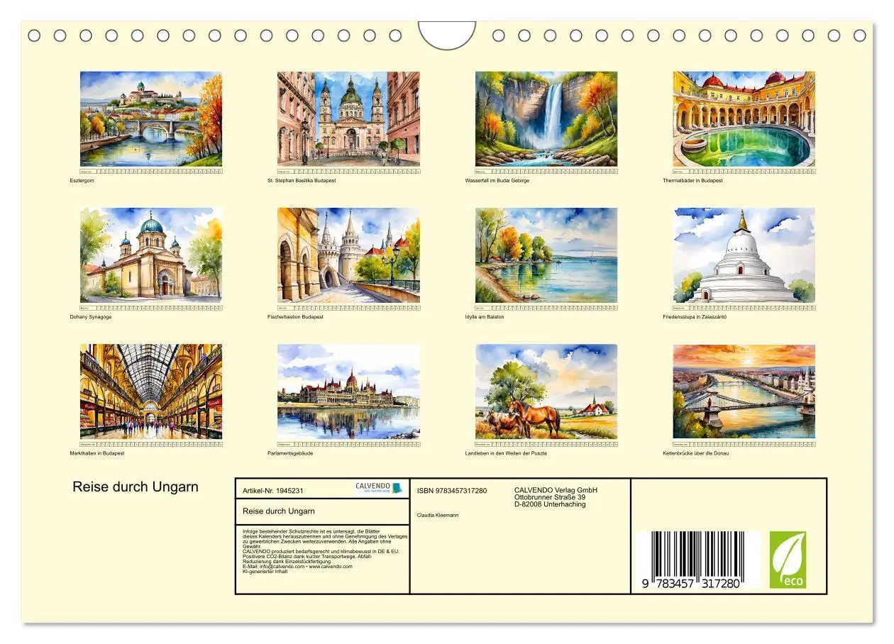 Bild: 9783457317280 | Reise durch Ungarn (Wandkalender 2026 DIN A4 quer), CALVENDO...