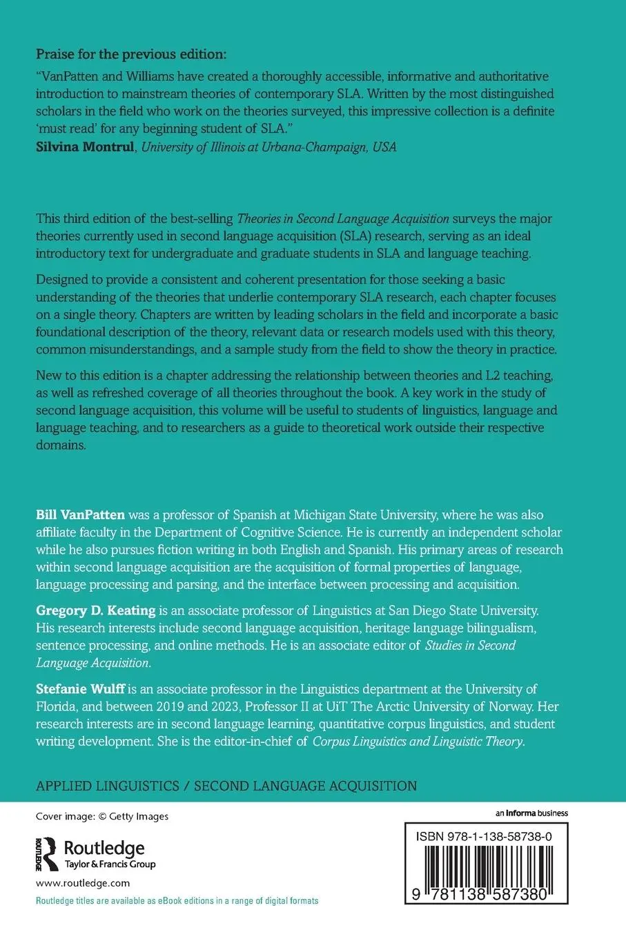 Rückseite: 9781138587380 | Theories in Second Language Acquisition | An Introduction | Buch