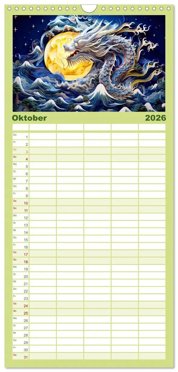 Bild: 9783516497380 | Familienplaner 2026 - Quilling-Drachen - Jahr des Drachen mit 5...