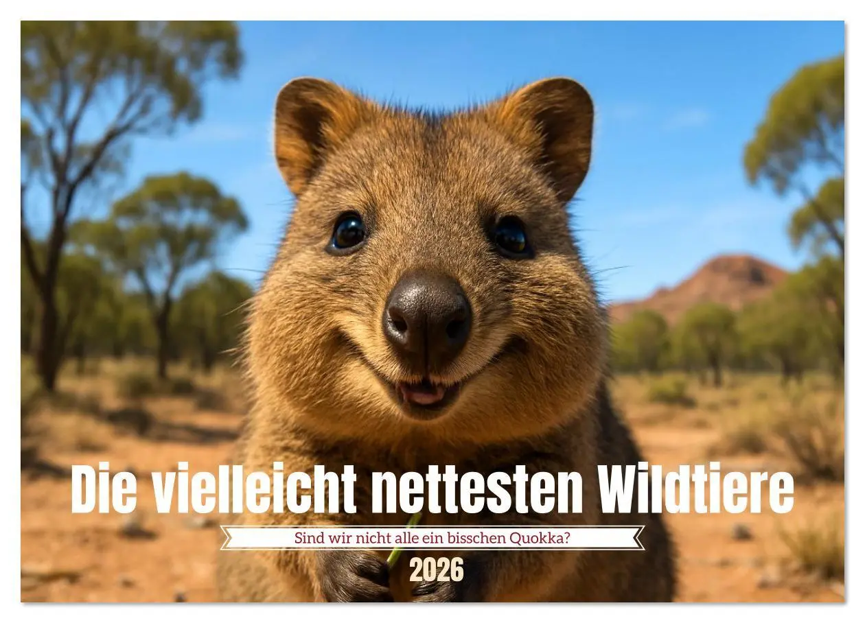 Cover: 9783516637380 | Die vielleicht nettesten Wildtiere (Wandkalender 2026 DIN A2 quer),...