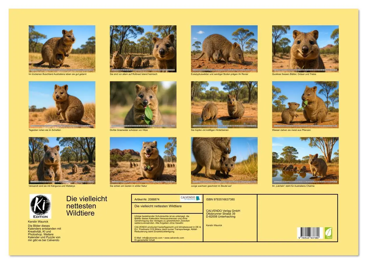 Bild: 9783516637380 | Die vielleicht nettesten Wildtiere (Wandkalender 2026 DIN A2 quer),...