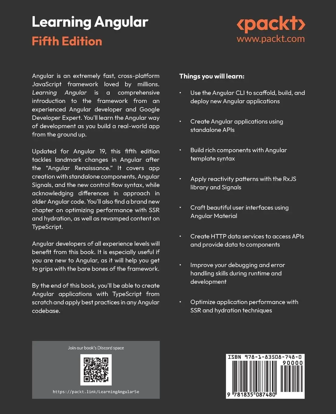 Rückseite: 9781835087480 | Learning Angular - Fifth Edition | Aristeidis Bampakos | Taschenbuch