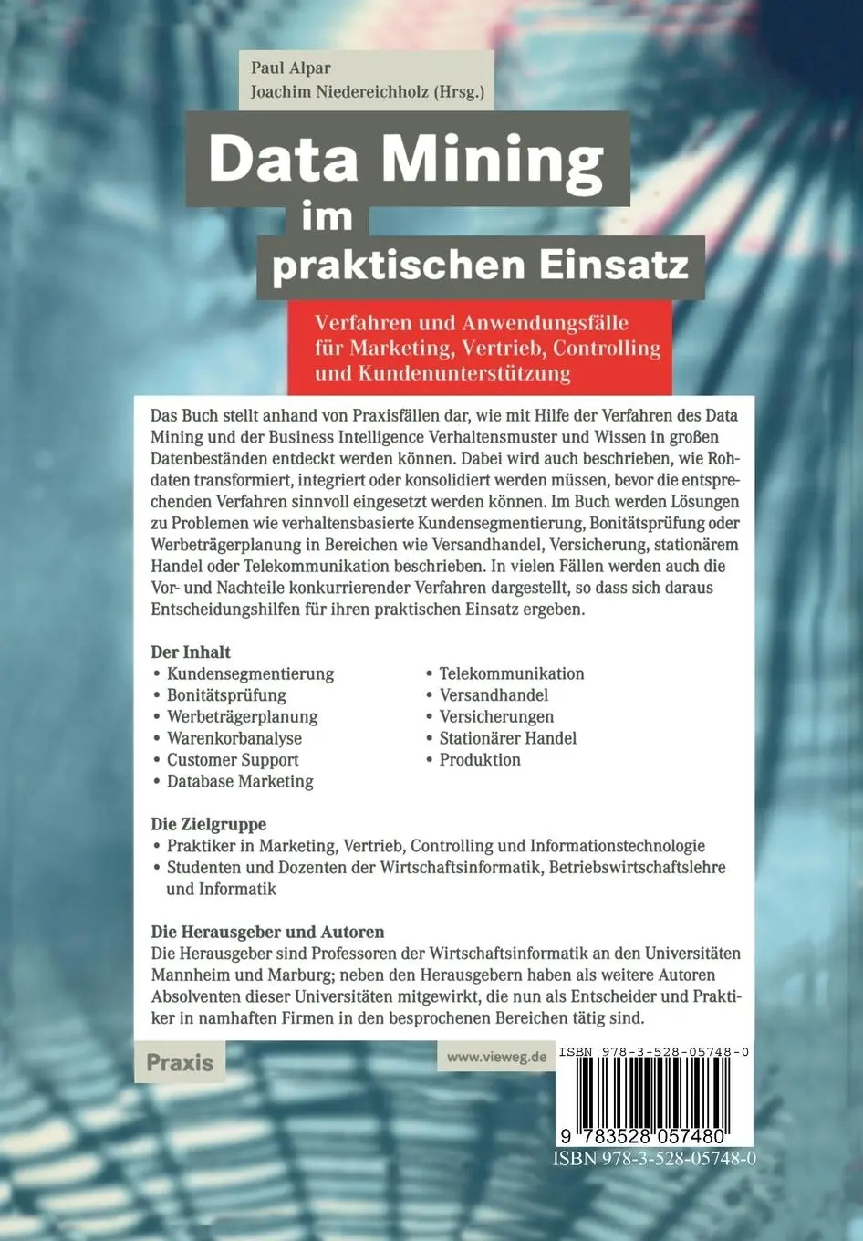 Rückseite: 9783528057480 | Data Mining im praktischen Einsatz | Joachim Niedereichholz (u. a.)