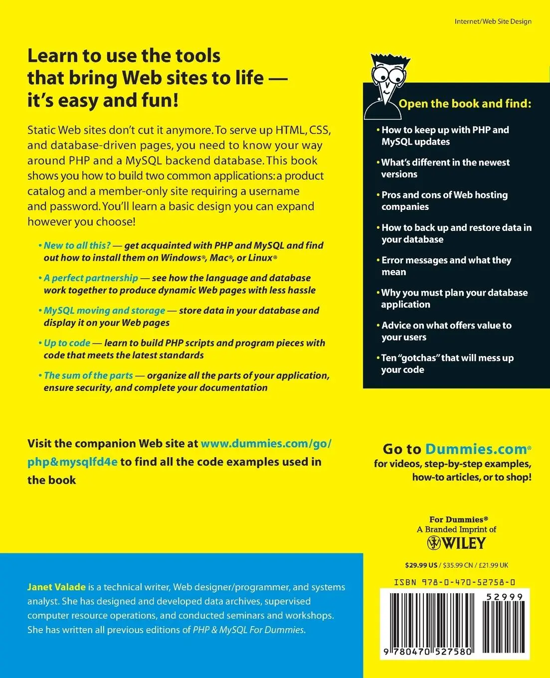 Rückseite: 9780470527580 | PHP and MySQL for Dummies | Janet Valade | Taschenbuch | 464 S. | 2009