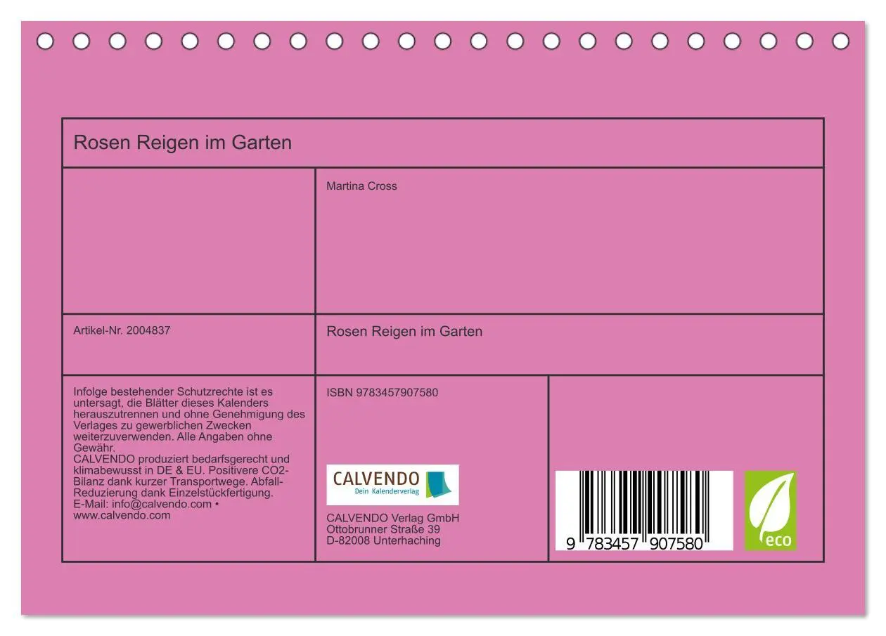 Bild: 9783457907580 | Rosen Reigen im Garten (Tischkalender 2026 DIN A5 quer), CALVENDO...