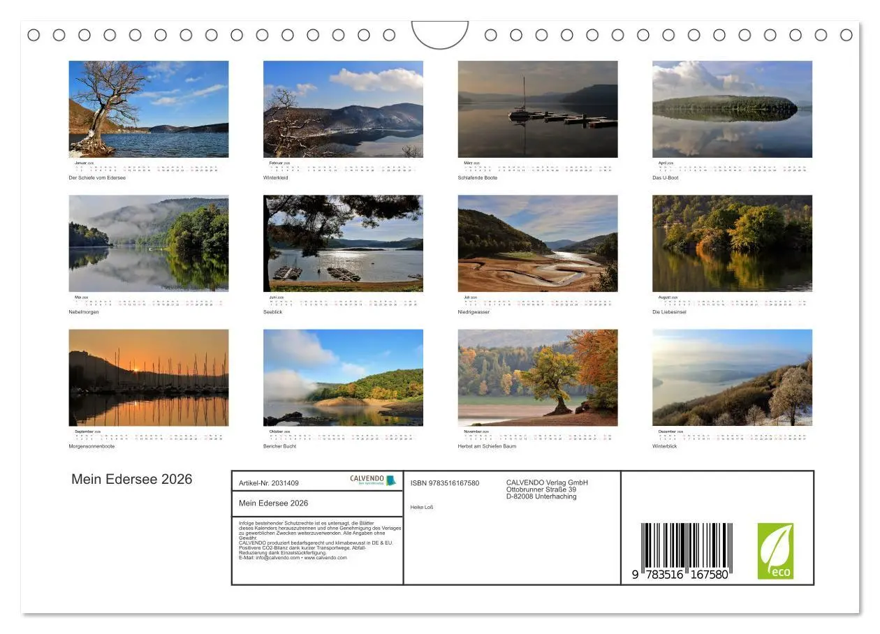 Bild: 9783516167580 | Mein Edersee 2026 (Wandkalender 2026 DIN A4 quer), CALVENDO...