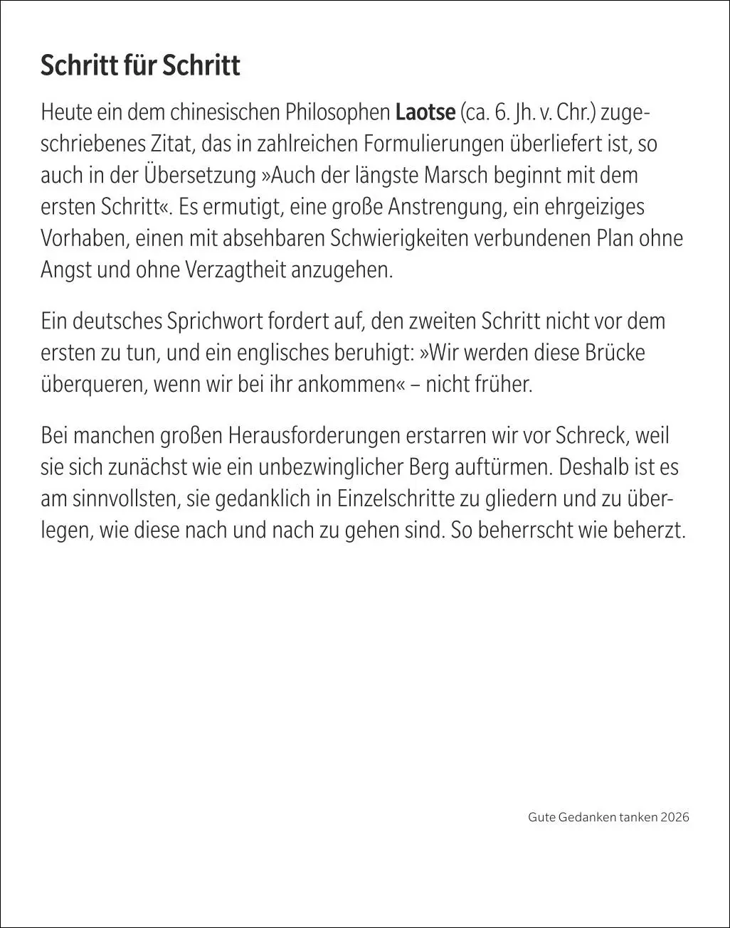 Bild: 9783840037580 | Gute Gedanken tanken Tagesabreißkalender 2026 - Denkanstöße für das...