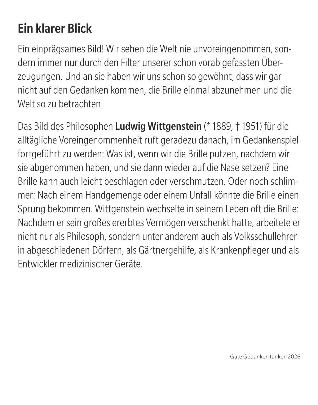 Bild: 9783840037580 | Gute Gedanken tanken Tagesabreißkalender 2026 - Denkanstöße für das...