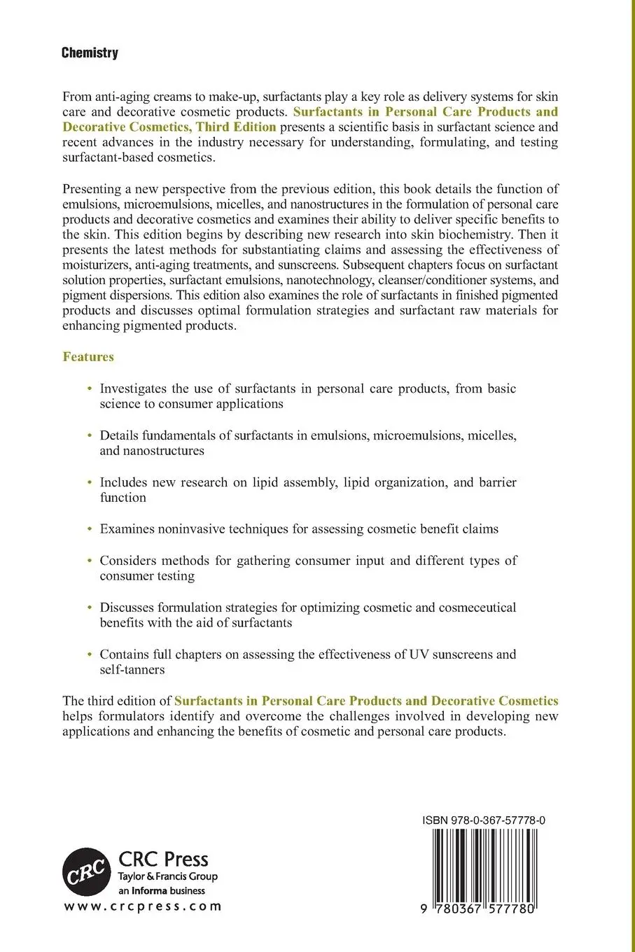 Rückseite: 9780367577780 | Surfactants in Personal Care Products and Decorative Cosmetics | Buch