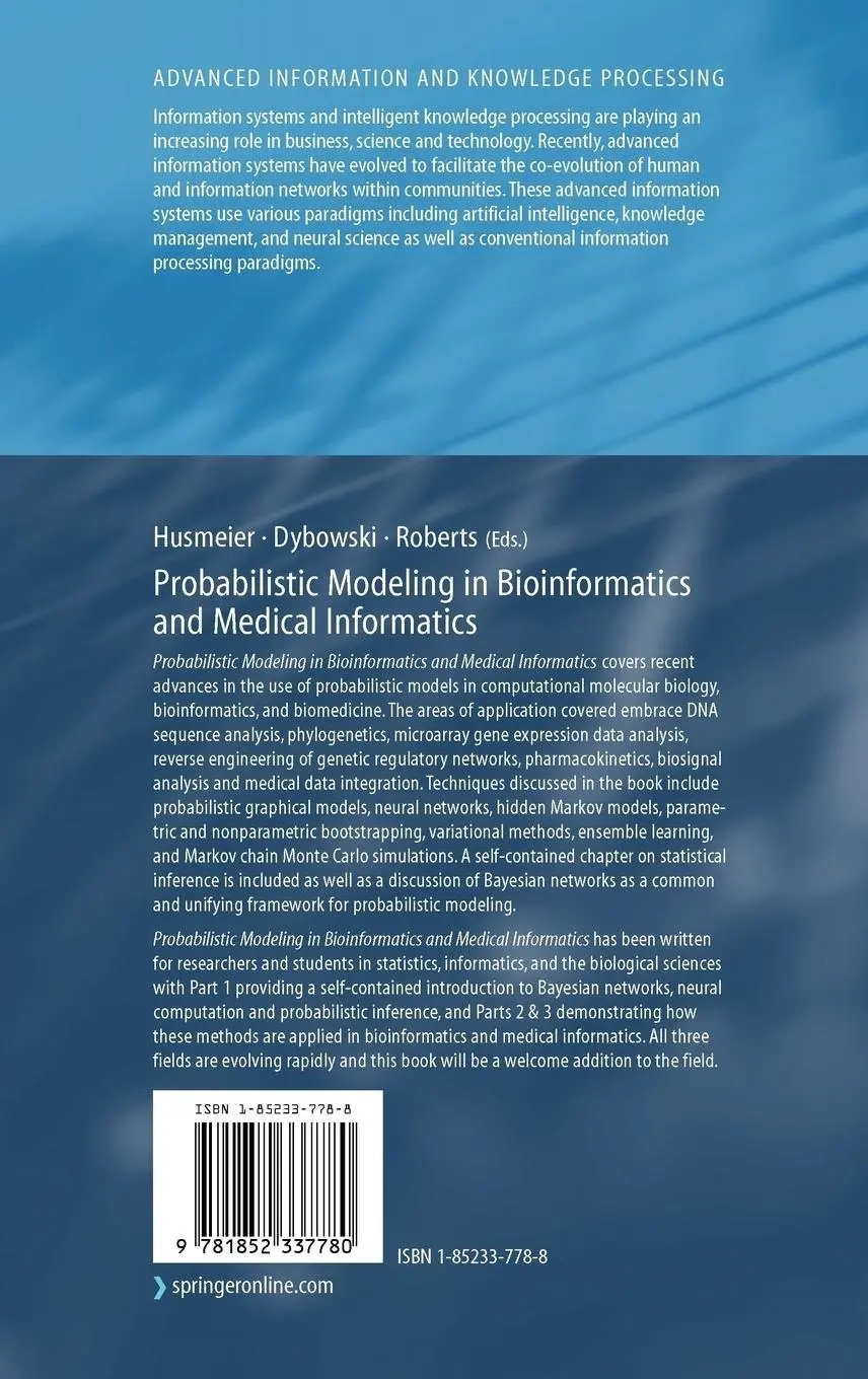 Rückseite: 9781852337780 | Probabilistic Modeling in Bioinformatics and Medical Informatics | xx