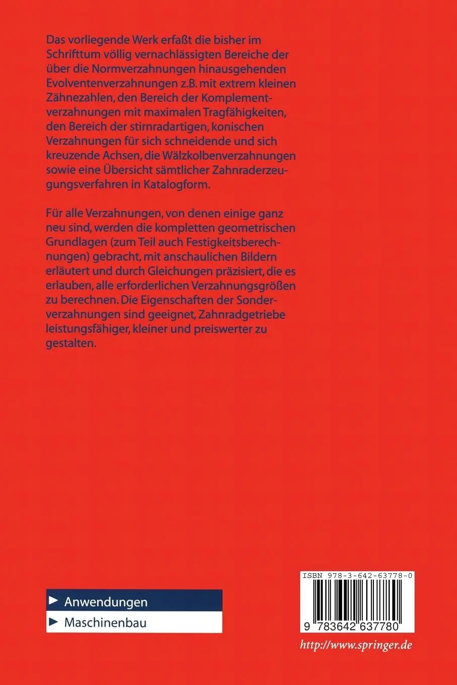 Rückseite: 9783642637780 | Zahnradtechnik Evolventen-Sonderverzahnungen zur Getriebeverbesserung
