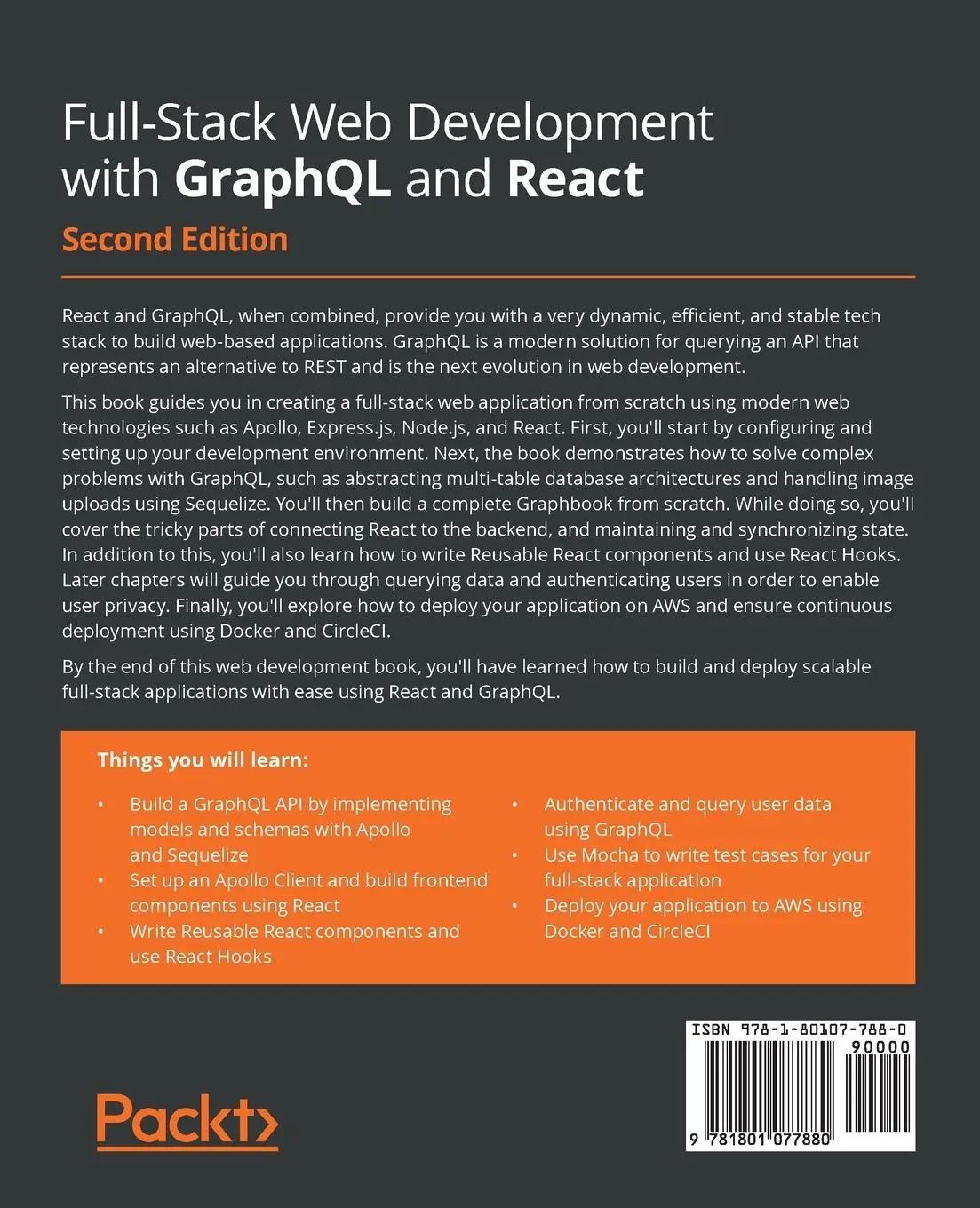 Rückseite: 9781801077880 | Full-Stack Web Development with GraphQL and React - Second Edition