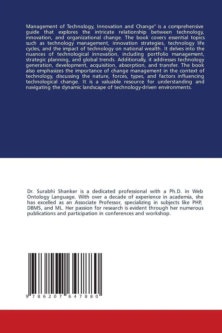 Rückseite: 9786207647880 | Management of Innovation, Technology and changes | Surabhi Shanker