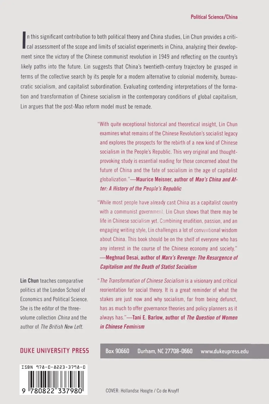 Rückseite: 9780822337980 | The Transformation of Chinese Socialism | Chun Lin | Taschenbuch