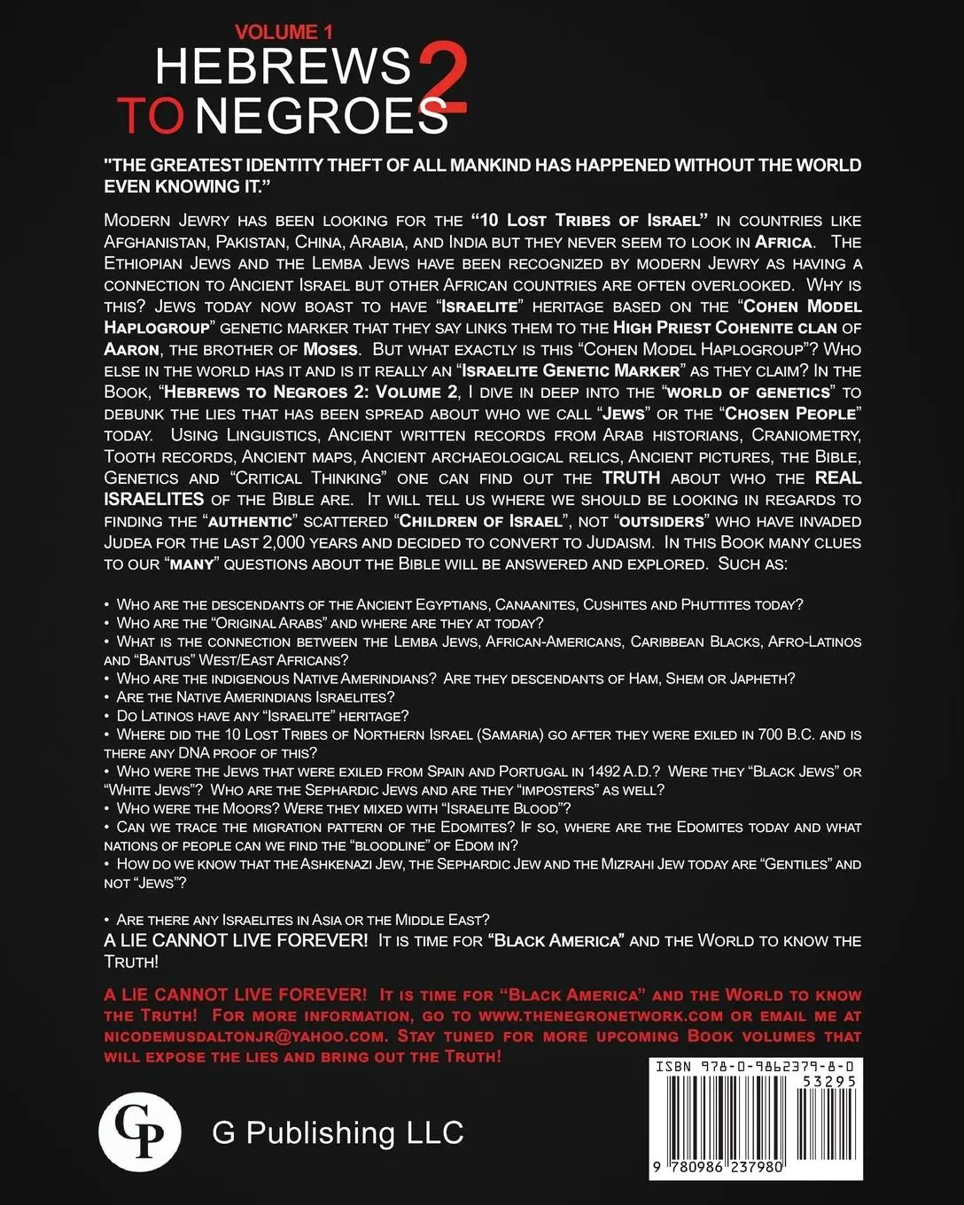 Rückseite: 9780986237980 | HEBREWS TO NEGROES 2 | WAKE UP BLACK AMERICA! Volume 1 | Jr. | Buch