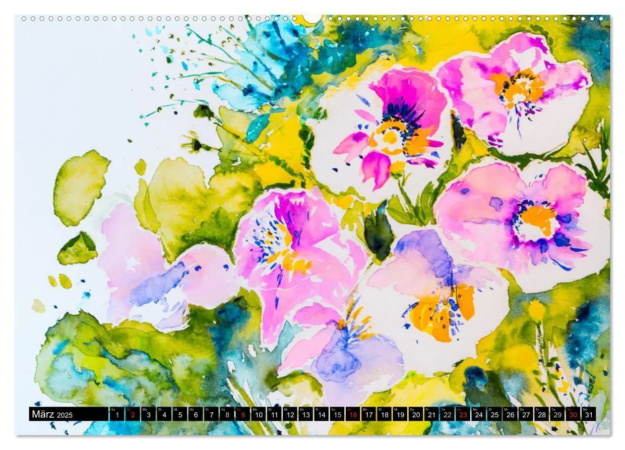 Bild: 9783435497980 | Blumenjahr - Bunte Blüten in Aquarell (Wandkalender 2025 DIN A2...
