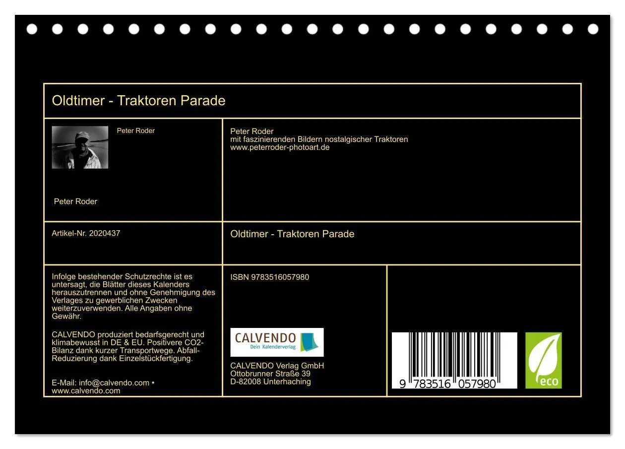 Bild: 9783516057980 | Oldtimer - Traktoren Parade (Tischkalender 2026 DIN A5 quer),...