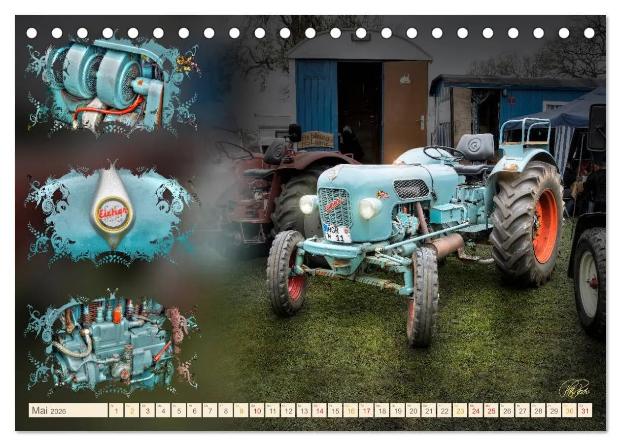 Bild: 9783516057980 | Oldtimer - Traktoren Parade (Tischkalender 2026 DIN A5 quer),...
