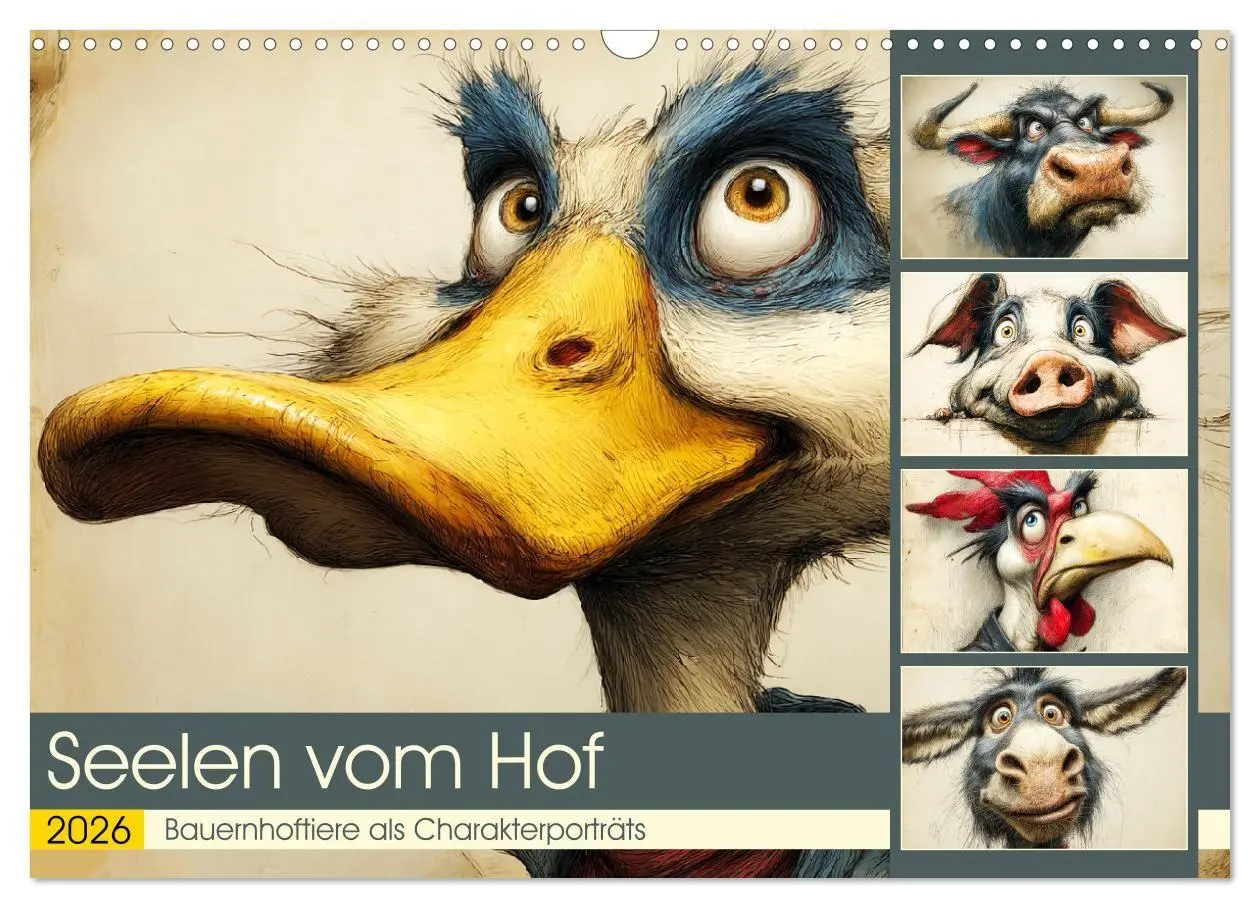 Cover: 9783516747980 | Seelen vom Hof. Bauernhoftiere als Charakterporträts (Wandkalender...