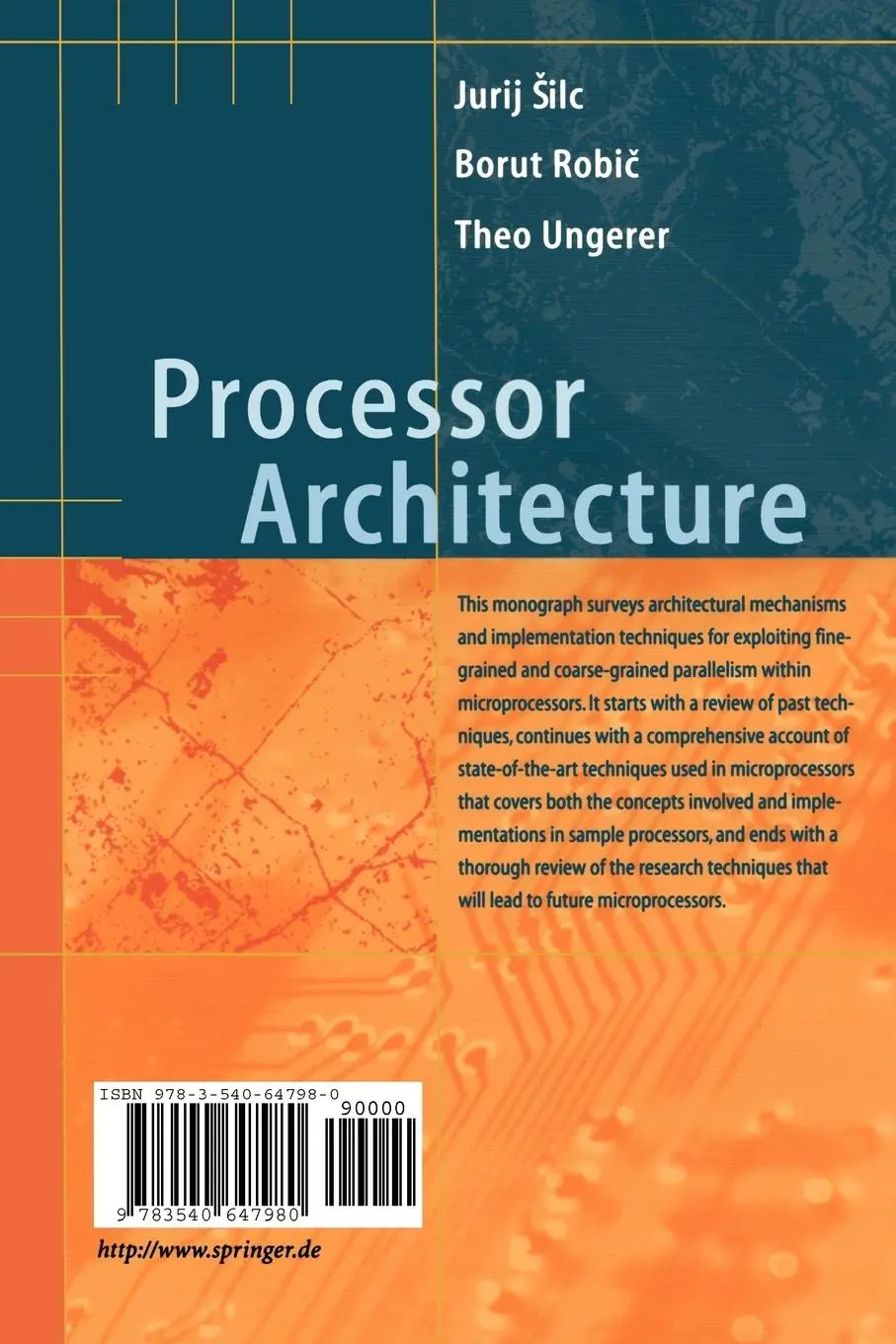 Rückseite: 9783540647980 | Processor Architecture | From Dataflow to Superscalar and Beyond
