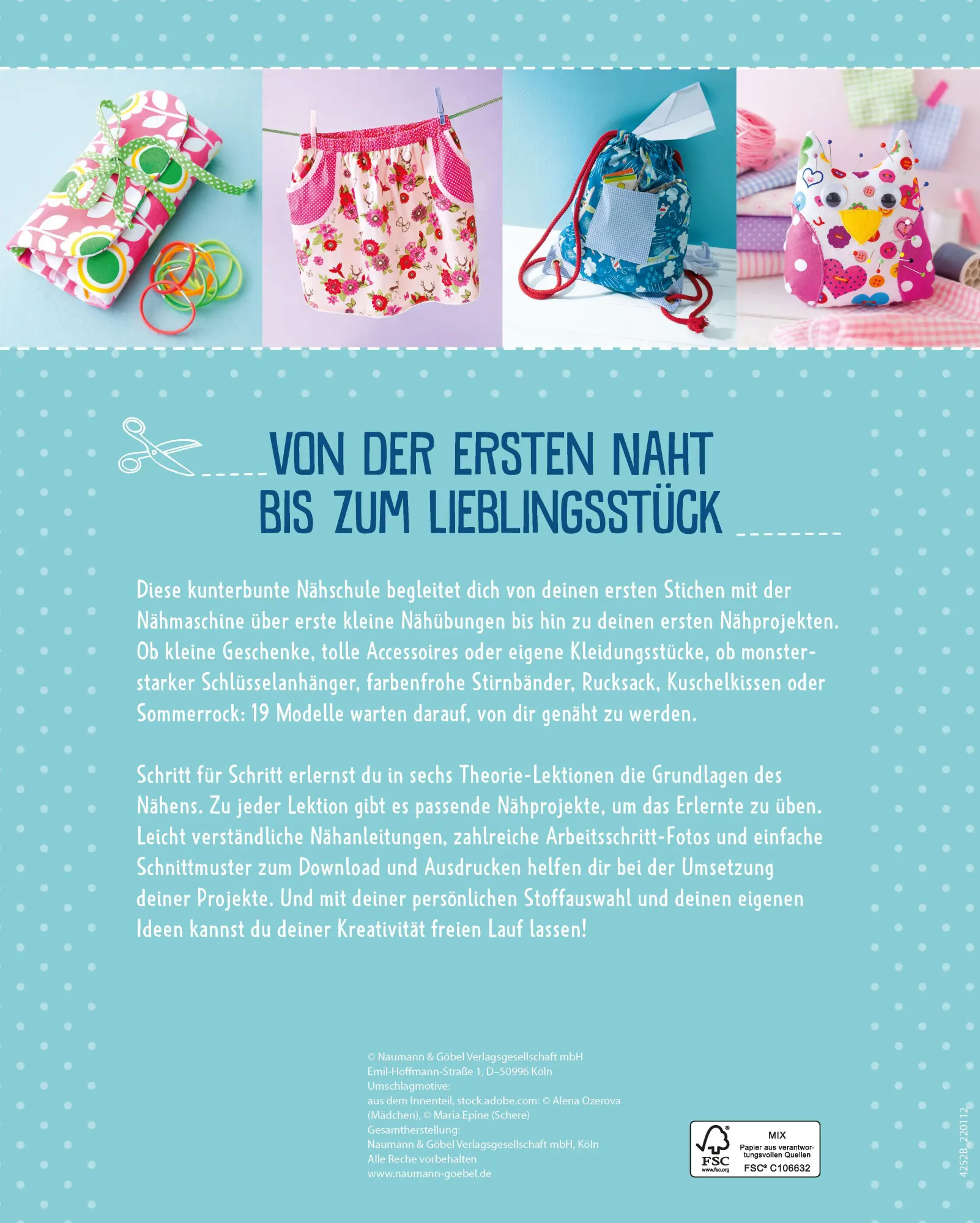 Rückseite: 9783625197980 | Die bunte Nähschule für Kinder I 19 Nähprojekte, Grundlagen &amp; Übungen