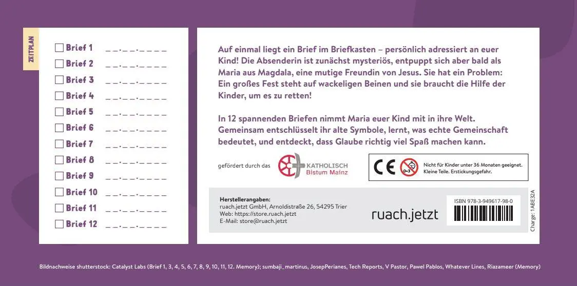 Rückseite: 9783949617980 | Mission: Erstkommunion | Einzel-Set mit 12 Briefen | Sauer (u. a.)