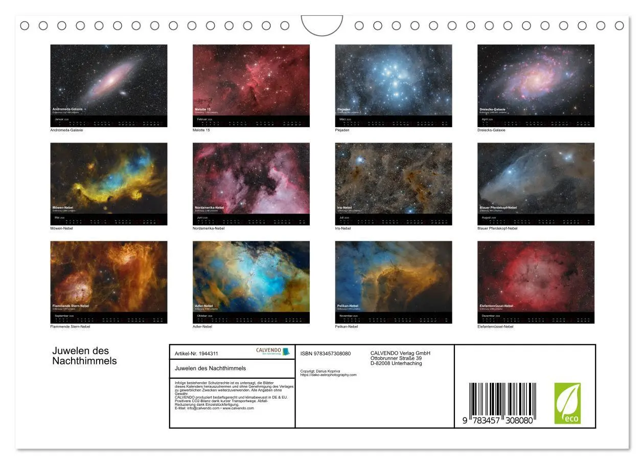 Bild: 9783457308080 | Juwelen des Nachthimmels (Wandkalender 2026 DIN A4 quer), CALVENDO...