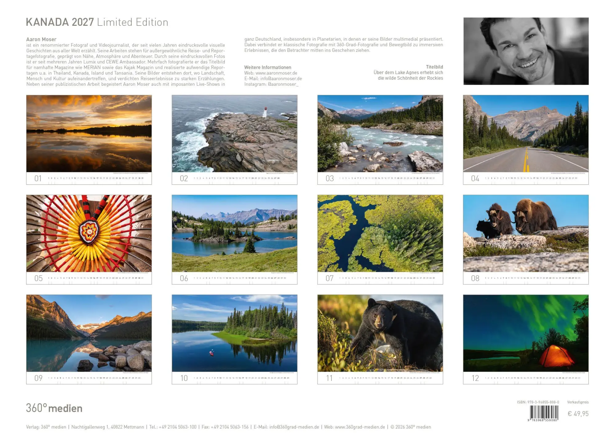Bild: 9783968558080 | Kanada Exklusivkalender 2027 | Aaron Moser | Kalender | 14 S. | 2027