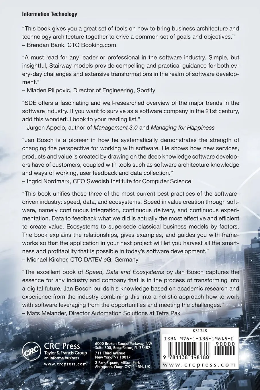Rückseite: 9781138198180 | Speed, Data, and Ecosystems | Excelling in a Software-Driven World