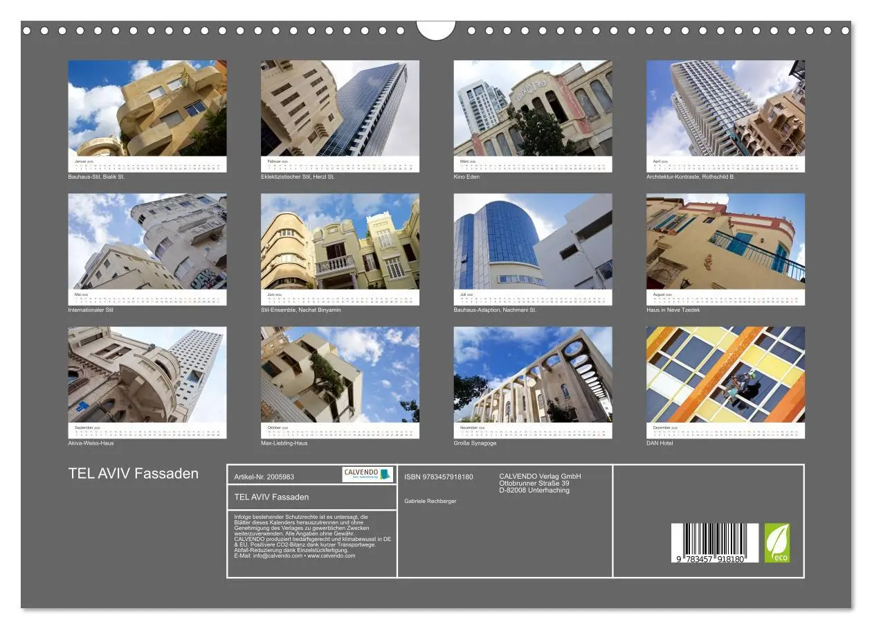 Bild: 9783457918180 | TEL AVIV Fassaden (Wandkalender 2026 DIN A3 quer), CALVENDO...