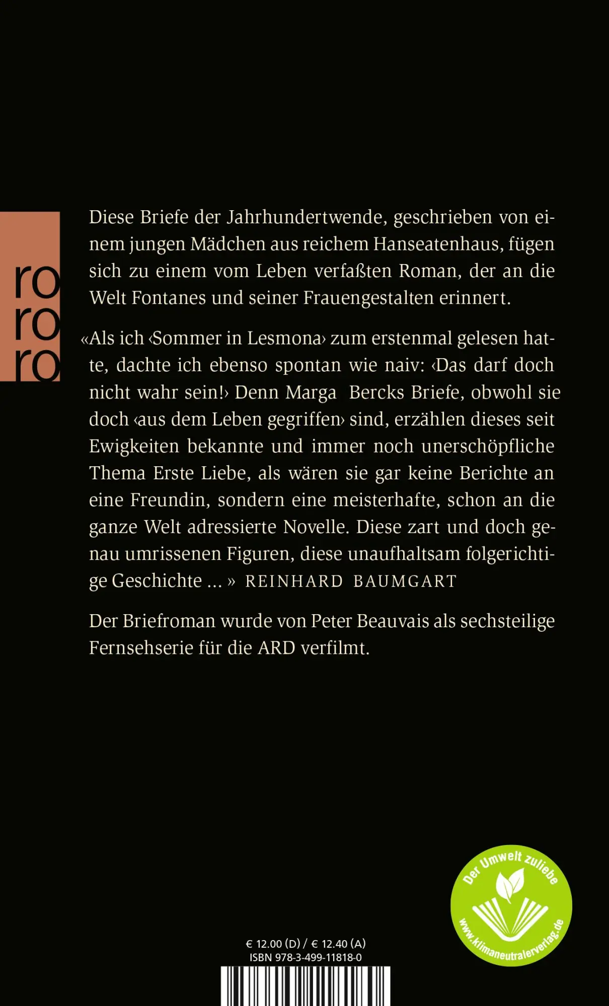 Rückseite: 9783499118180 | Sommer in Lesmona | Marga Berck | Taschenbuch | 192 S. | Deutsch