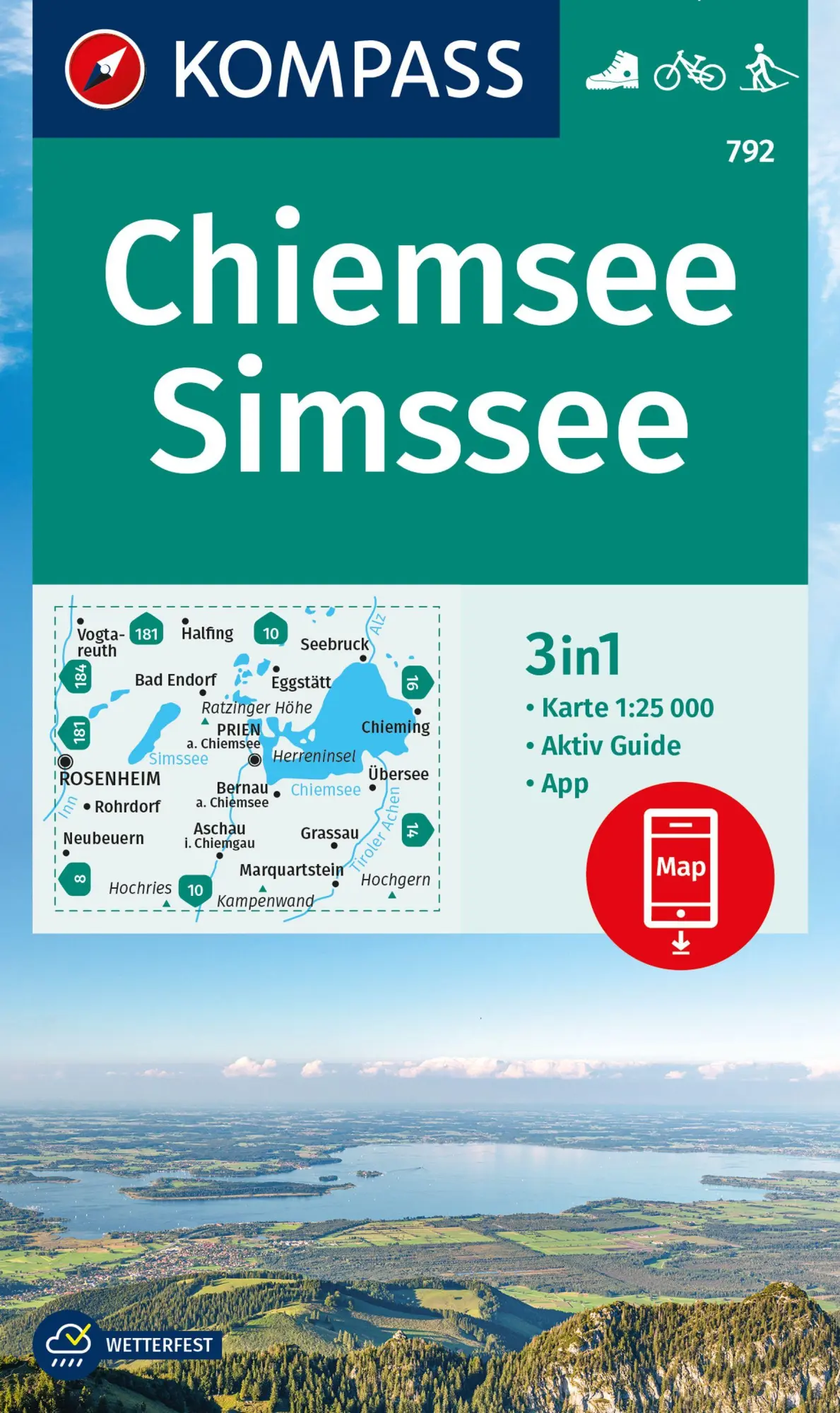 Cover: 9783991218180 | KOMPASS Wanderkarte 792 Chiemsee, Simssee 1:25.000 | (Land-)Karte