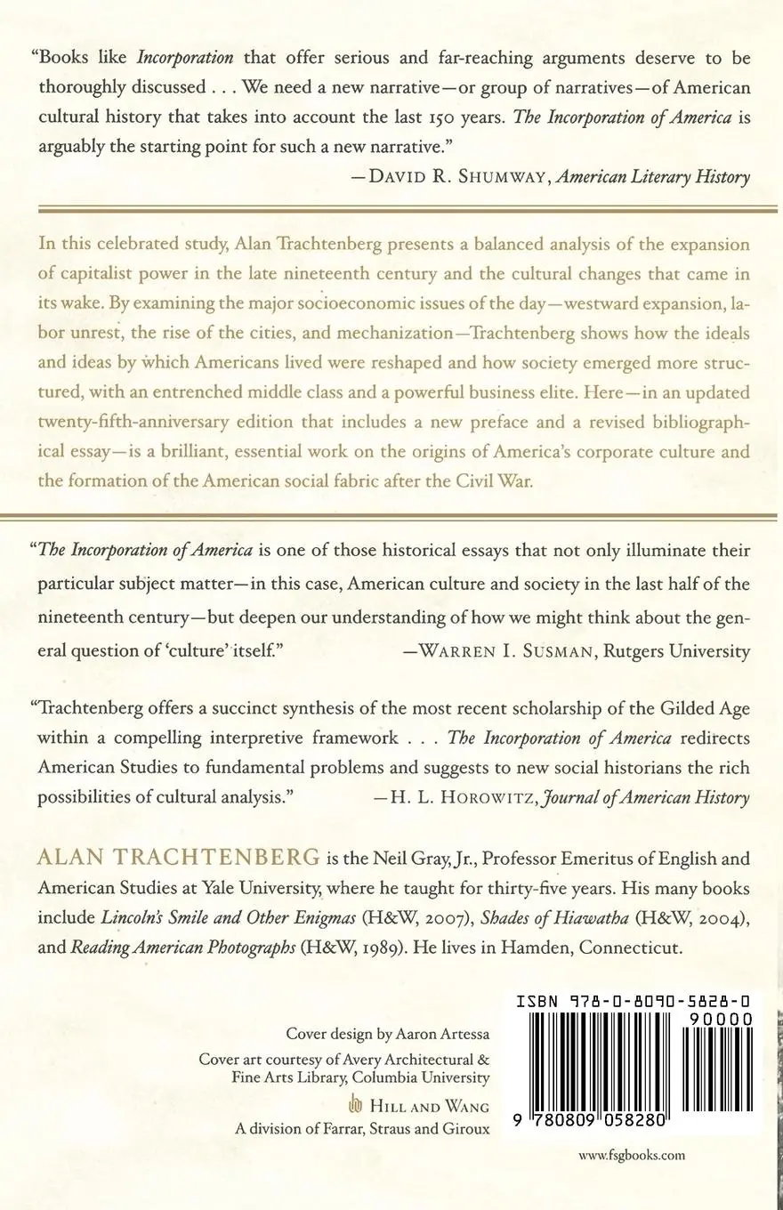 Rückseite: 9780809058280 | The Incorporation of America | Culture and Society in the Gilded Age