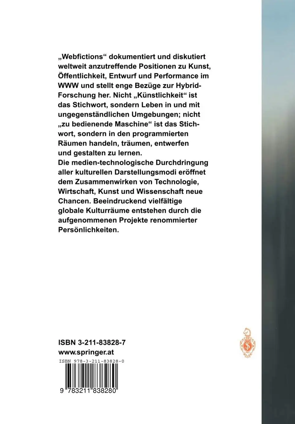 Rückseite: 9783211838280 | Webfictions | Zerstreute Anwesenheiten in elektronischen Netzen | Buch