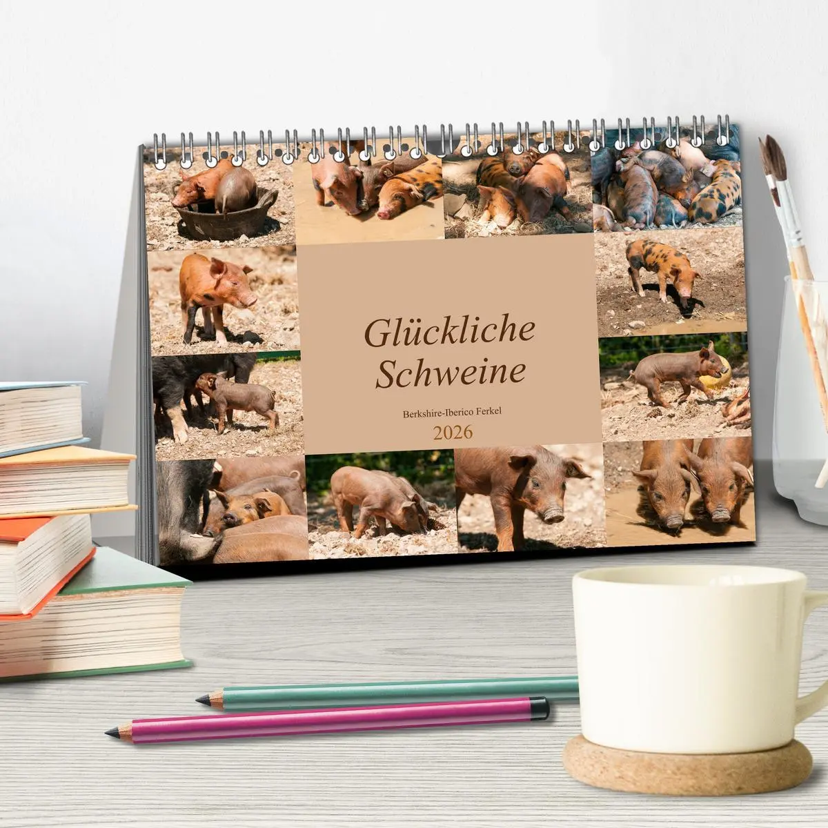 Bild: 9783457768280 | Glückliche Schweine Berkshire-Iberico Ferkel (Tischkalender 2026...