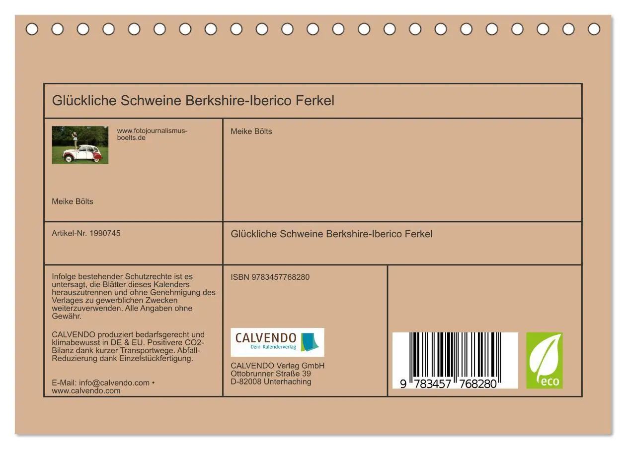 Bild: 9783457768280 | Glückliche Schweine Berkshire-Iberico Ferkel (Tischkalender 2026...