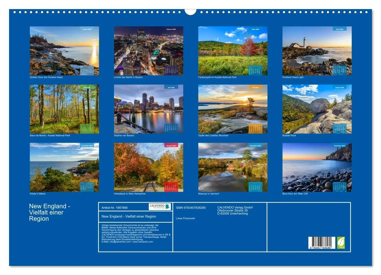 Bild: 9783457838280 | New England - Vielfalt einer Region (Wandkalender 2026 DIN A2...