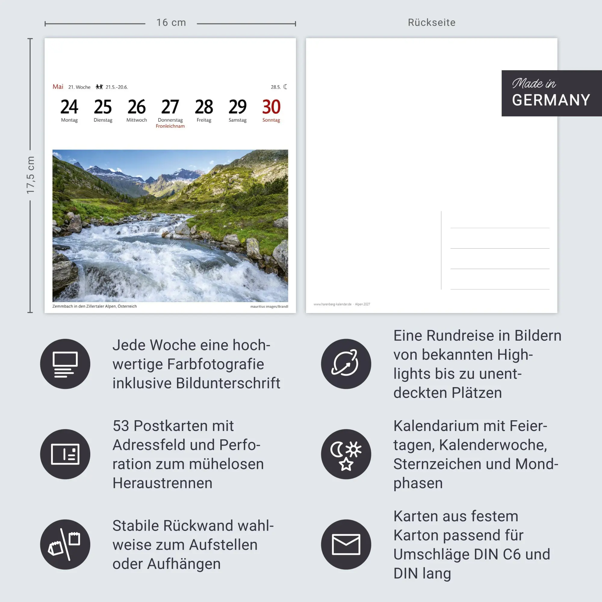 Bild: 9783840038280 | Alpen Sehnsuchtskalender 2027 - Wochenkalender mit 53 Postkarten